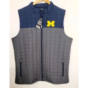 University of Michigan Wolverines Full Zip Puffer Vest Size XXL‎ 2X Lightweight